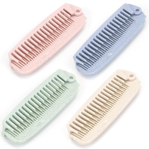 4 PCS Wheat Straw Foldable Hair  Makeup Comb Portable EcoFriendly For Men  Women  Perfect for Travel